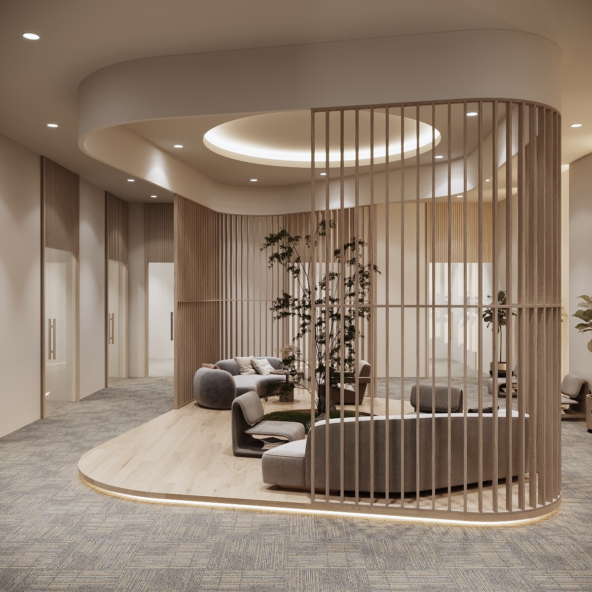 Clean and contemporary dental consultation room with custom medical-grade finishes.