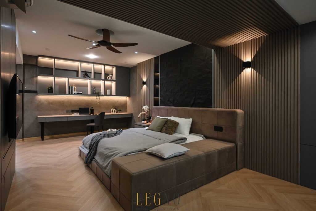 Modern Semi-D living room interior with cozy lighting and contemporary decor in Taman Bukit.