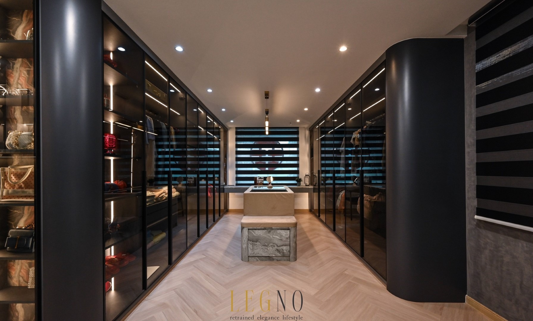 Modern Semi-D living room interior with cozy lighting and contemporary decor in Taman Bukit.