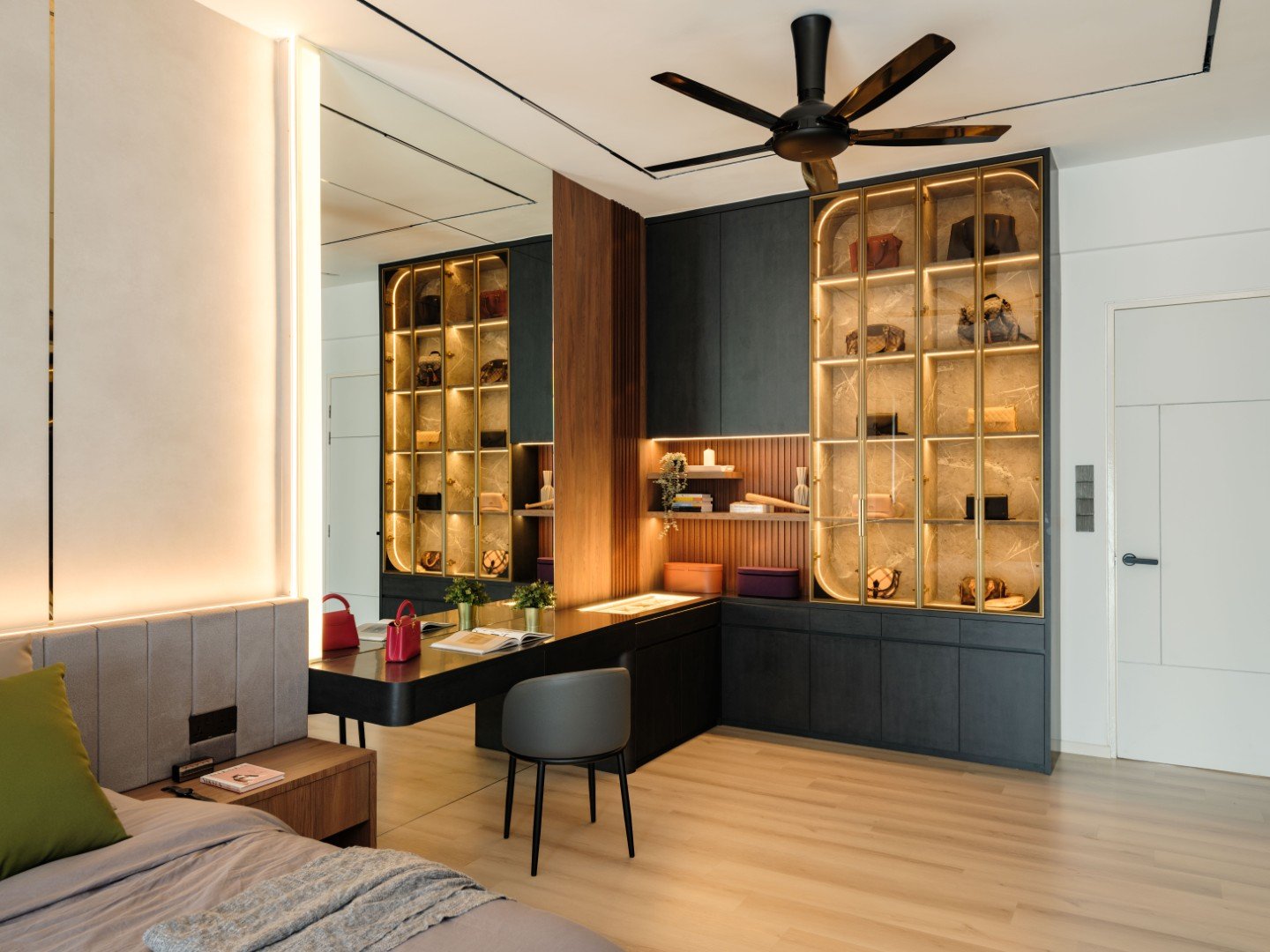 Modern cozy luxury living room interior at Tierra Residence Penang by Legno ID.