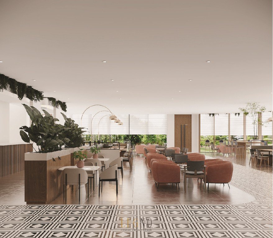 Scandinavian-style commercial office design featuring warm wood panels and natural daylight.