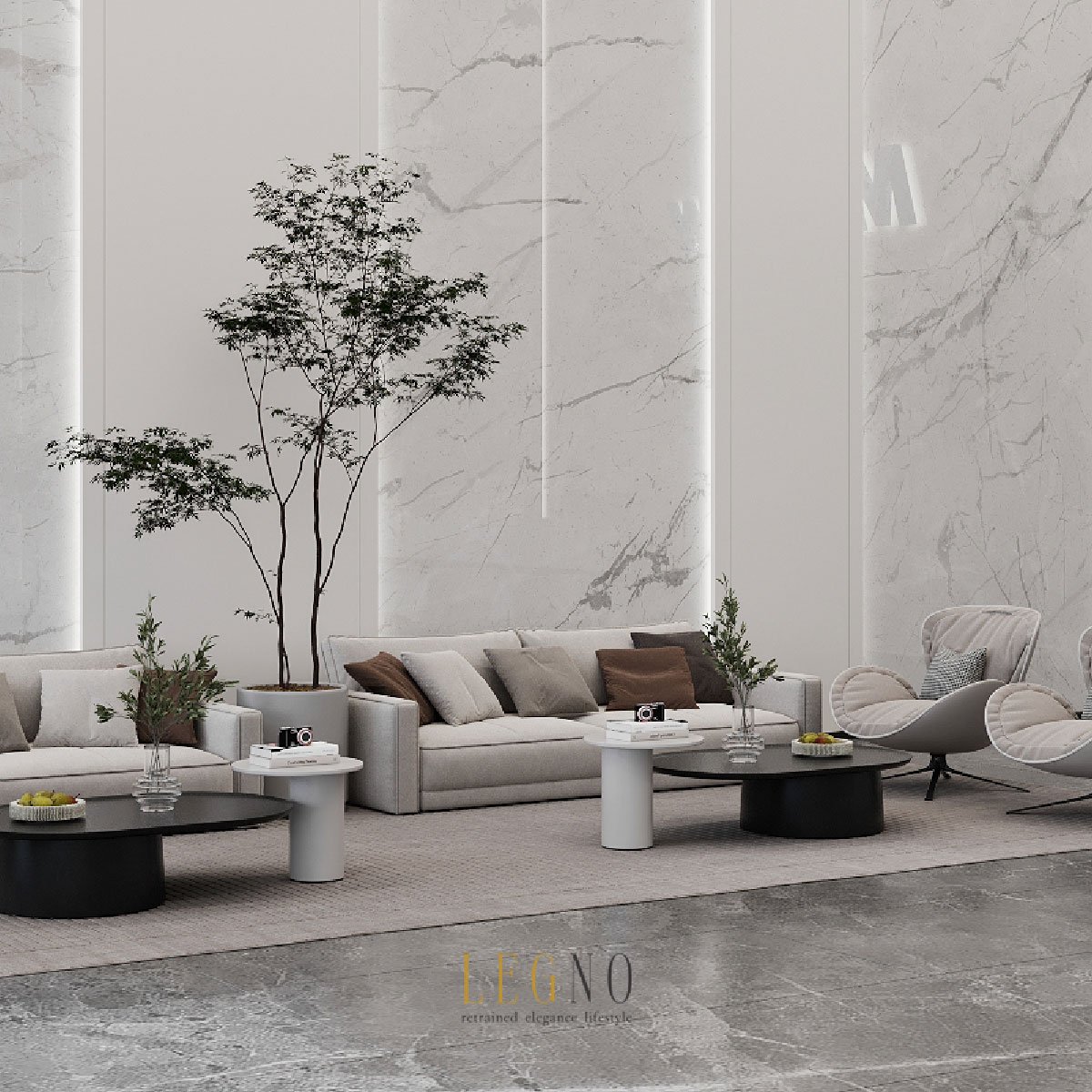 Stylish office reception area and lounge designed for a professional business environment.